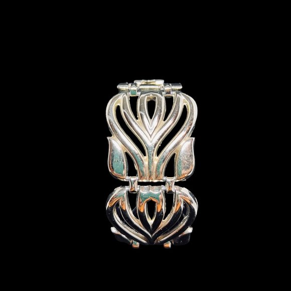 Chunky Gold Tone 4 Panel Link Bracelet 7 1/2" (4797) - Picture 7 of 7